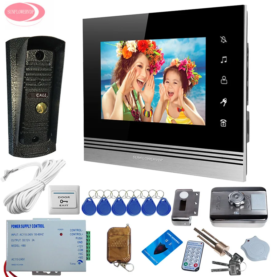 

Video Door Phone 7 inches Colors Monitor + Metal Waterproof Pinhole Camera Smart House Wired Video Door Entry Electric Lock kit