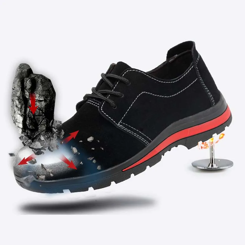 

Cow suede steel toe cap safety shoes anti-smashing anti-piercing work safety boots shoes