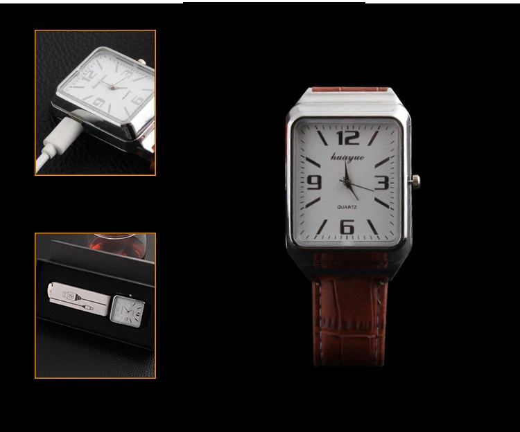 Новинка 2019 года беспламенная перезаряжаемая USB зажигалка часы relogio masculino Мужские