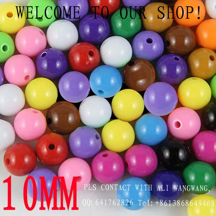 

Free shipping 10mm Acrylic Solid Beads 200pcs/lot DIY handmade beaded material Mixed Colors Gumball Beads