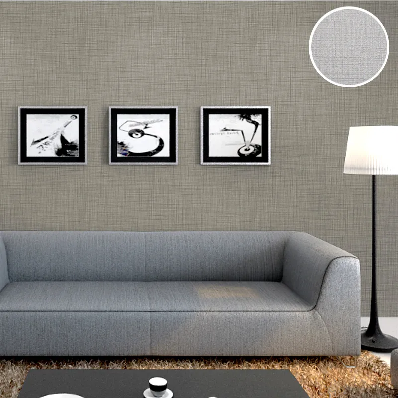 Plain Solid color linen textured vinyl wallpaper home decor grass cloth