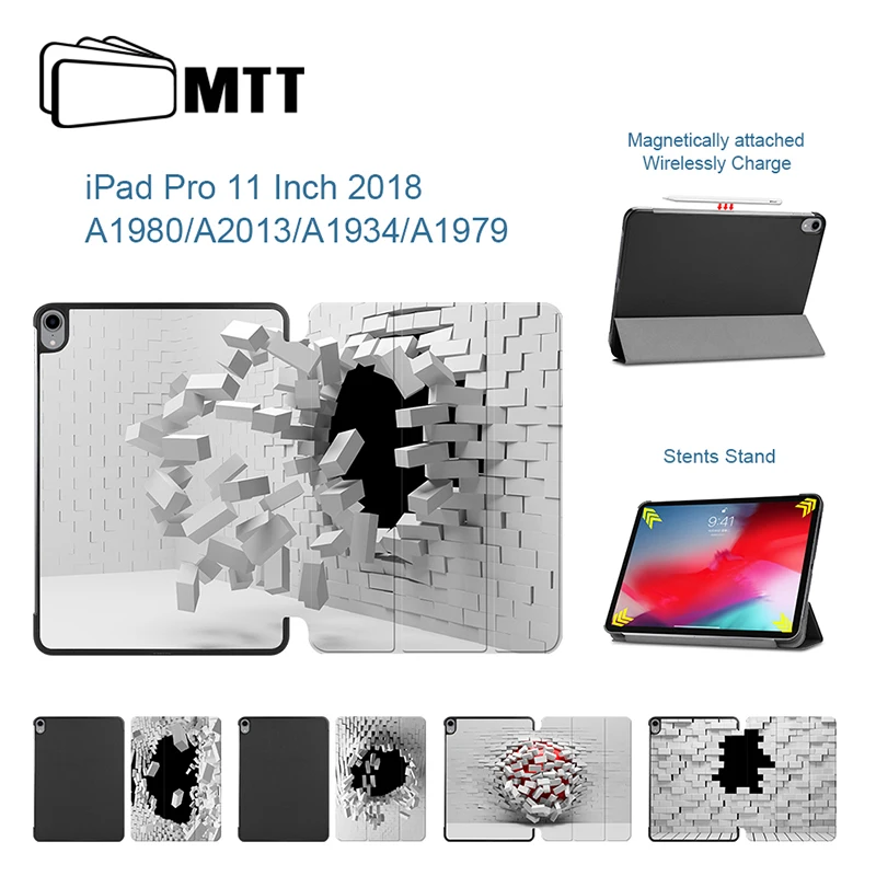 

MTT Painted Wallhole High Quality Leather Case for iPad Pro 11 Cover Slim Stand Smart Case for iPad 2018 A1980/A2013/A1934/A1979