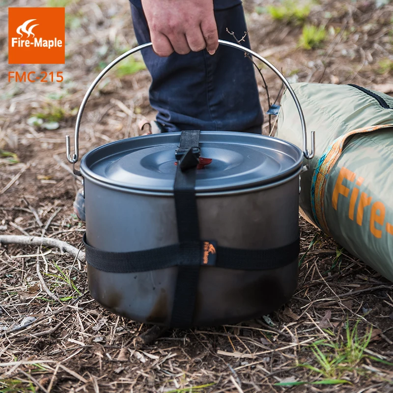 Fuego de arce de Camping al aire libre grande 8L olla una Camping colgante ollas Picnic cocina de aluminio olla para 6-8 FMC-215