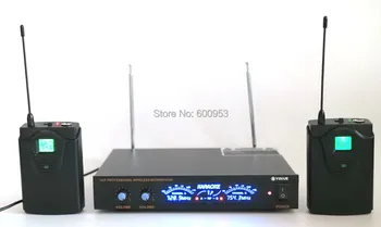 

UHF 2 Channel Wireless Headset Microphone System 2 Bodypack with Head Mic