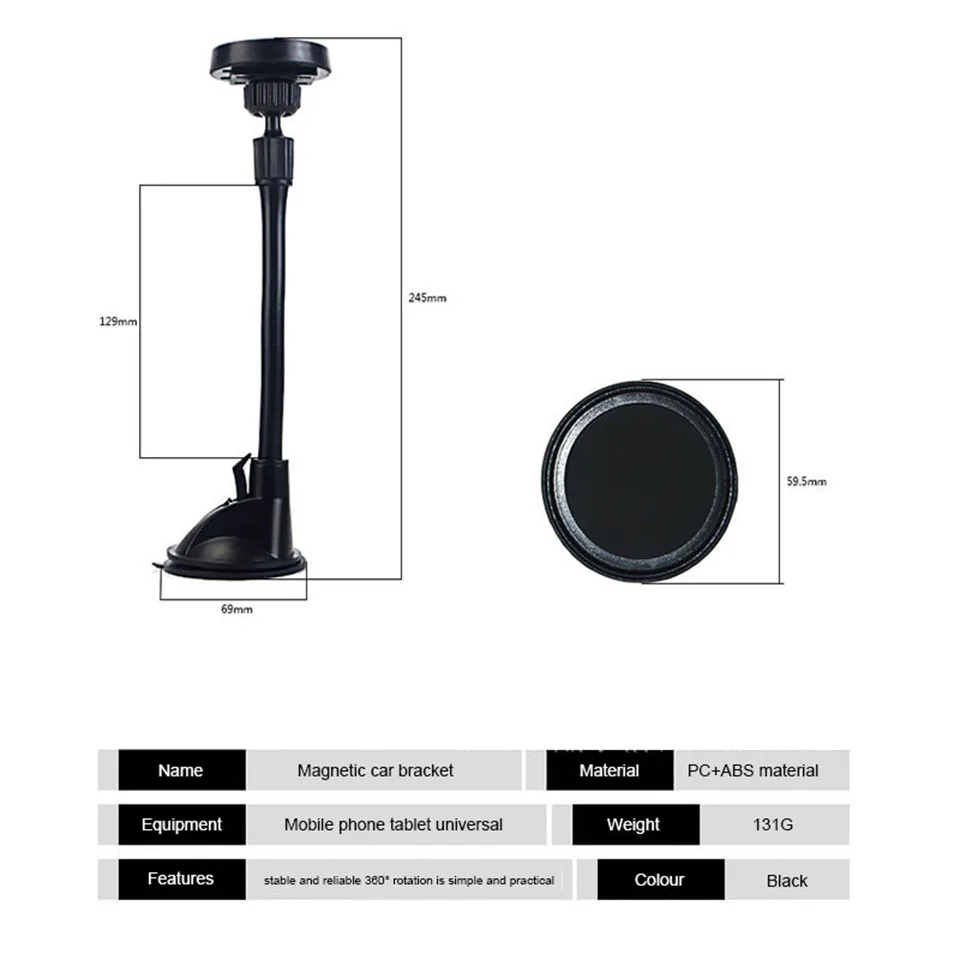 Phone Car Holder Windshield Mount 360 Degree Flexible Arm Mobile Phone Holder Stand (4)