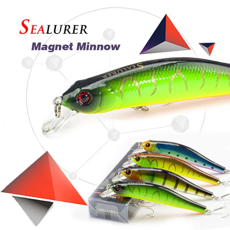 

SEALURER Boxed Fishing lures Sinking Minnow High Quality Tackle 100mm 11.7g Wobblers Crankbait with 6# Hooks 3D Eyes