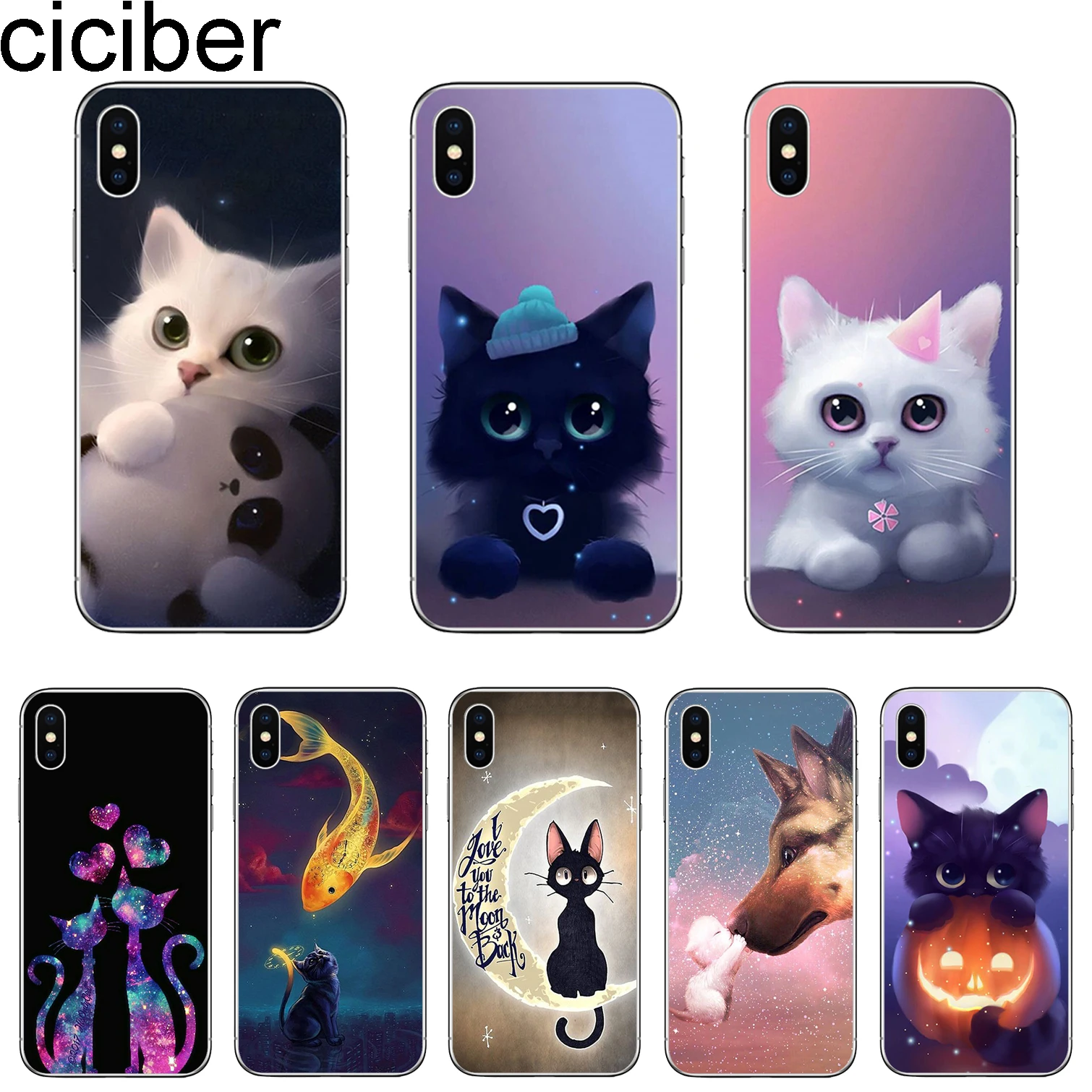 

ciciber for iphone 11 Pro Max Cover For iPhone 7 8 Plus 6 6S Plus X XR XS MAX 5 5S SE Phone Cases Soft TPU Cute Animal Cat Coque