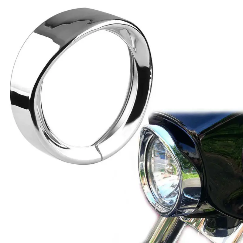

7/5.75/4.5Inch Motorcycle Trim Ring, Visor Style Black/Chrome Headlight Bracket Trim Ring for Sportster Dyna FXS