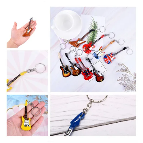 Models Available, Double Necks GuitarWooden Miniature Guitar Keychain with 15 Different