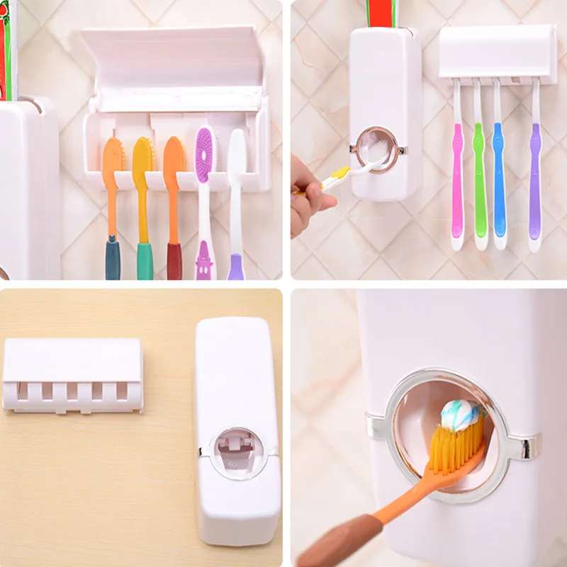 Горячая, автоматический дозатор зубной пасты, семейный набор держателей для зубных щеток, высокое качество, наборы для ванной