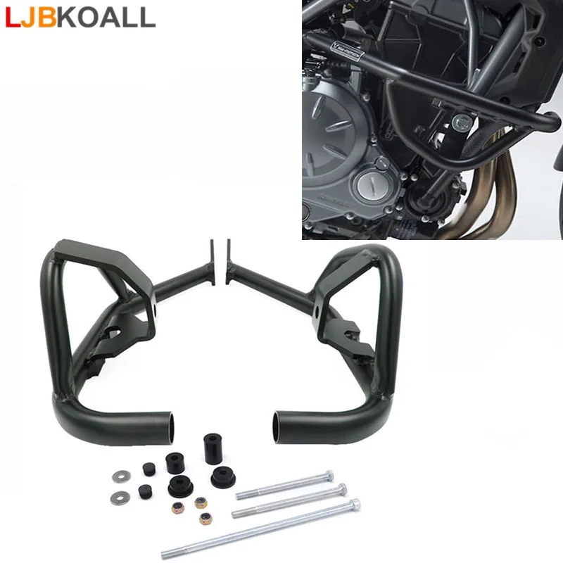 LJBKOALL Black Steel Engine Guard Highway Crash Bar Protector Bumper