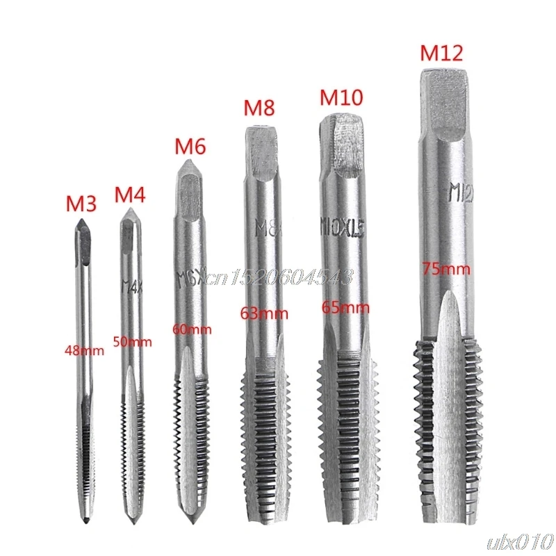 12 шт. ручные краны с винтовой резьбой проволочная отвертка с нарезанием Резьбы Бит M3/M4/M6/M8/M10/M12 набор метчиков Подходит Ручка DIY аксессуары для инструментов S08