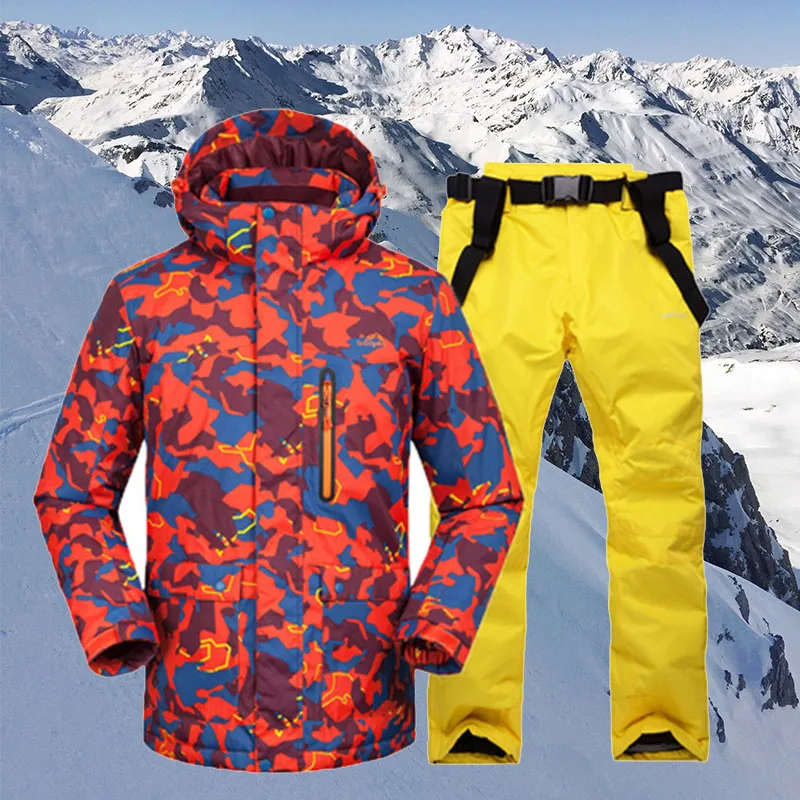 De invierno chaqueta de esquí Pantalones Hombre Pantalones calientes snowboard trajes de invierno impermeable al aire libre abrigo de esquí conjunto