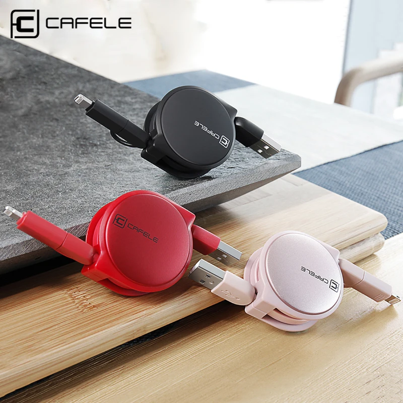 CAFELE NEW 100cm 2 in 1 retractable USB fast charging Cable For iPhone 7 5s 6 6 plus and micro android for Samsung xiaomi