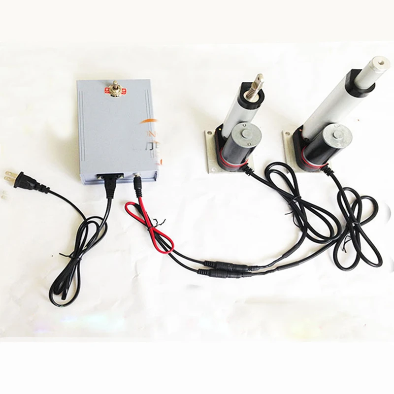 2 шт. 4 ''Ход 100 мм 24 В линейные приводы 10 мм/сек. 980N + DC24V ручной комплект