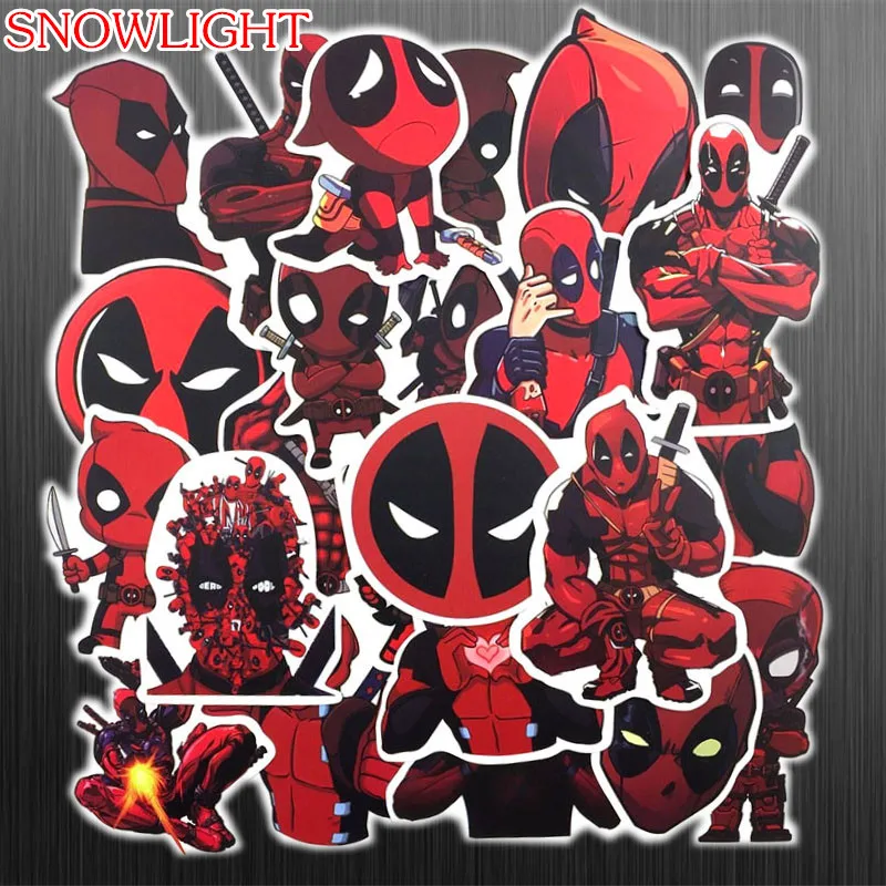 35pcs/lot Marvel The Avengers Deadpool Cartoon Stickers For Laptop Moto Skateboard Luggage Guitar Furnitur Decal Toy Stickers