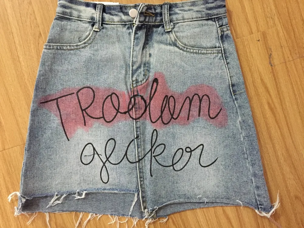 2019 летние женские Граффити Письмо Печать Асимметричная джинсовая юбка высокая талия A-Line джинсы короткая юбка