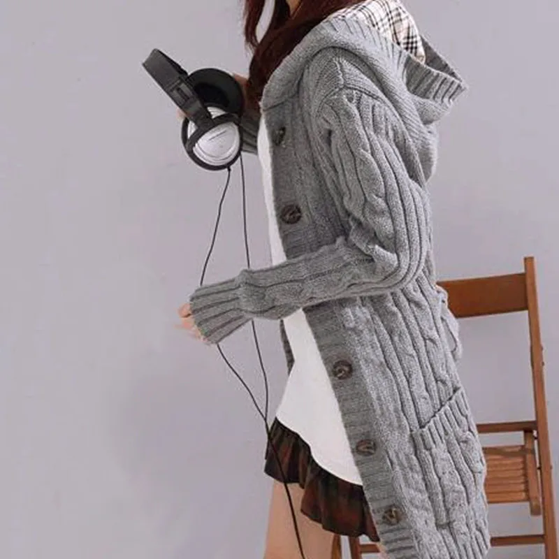 

2018 Fashion Women Long Sleeve Autumn Winter Warm Sweaters Knitted Cardigan Loose Sweater Female Outwear SW537
