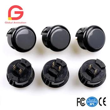 

6pcs SANWA OBSF-30 Arcade Button For USB MAME Controller, Arcade Joystick Games Console - 6 Pcs/Lot - Black & Gray