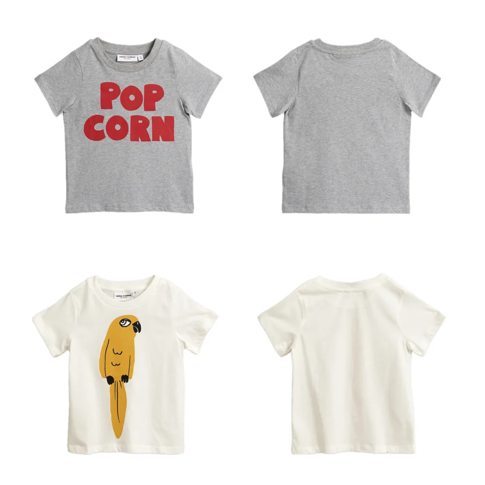 

2019 Summer and Autumn New Children's Cotton T-shirt European and Parrot Printing Half-sleeved Shirt