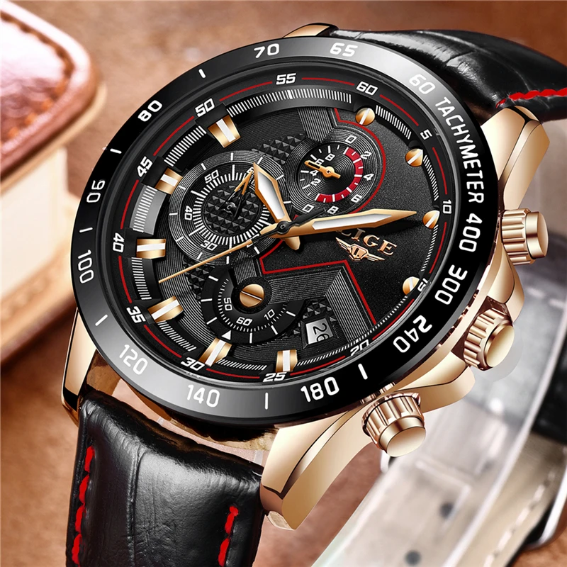 Relojes Hombre 2018 новые LIGE мужские часы Топ люксовый бренд Модные золотые кварцевые
