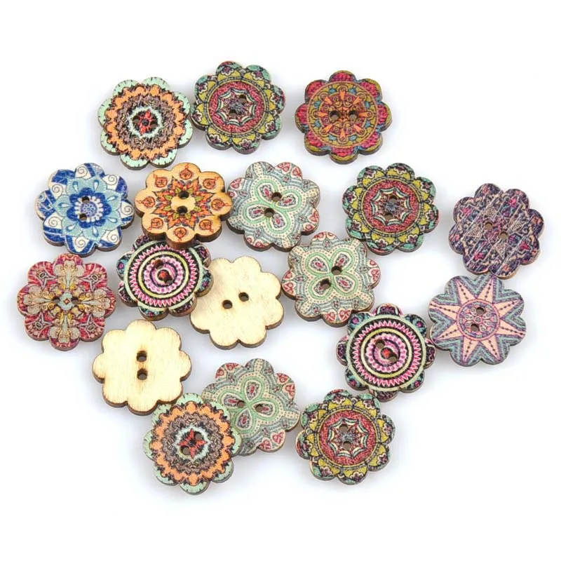 Sewing Accessories High Quality Popular Hot Sale Clothing Crafts Painted Sewing Gear Handwork 20PCS/Lot Wood Buttons - Color: 6