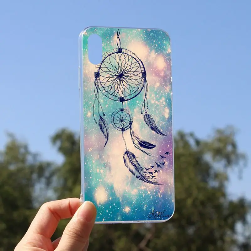 OUTMIXColorful Ловец снов перо акварель Чехол Мягкий ТПУ задняя крышка для iPhone 6 6s 7 8 X 5S SE