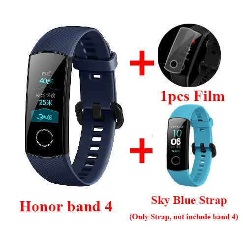 Huawei Honor Band 4 умный Браслет, фитнес 0.95in цвет AMOLED сенсорный экран фитнес-трекер в режиме реального времени трек сна сердце оснастки - Цвет: Blue Add Sky Blue