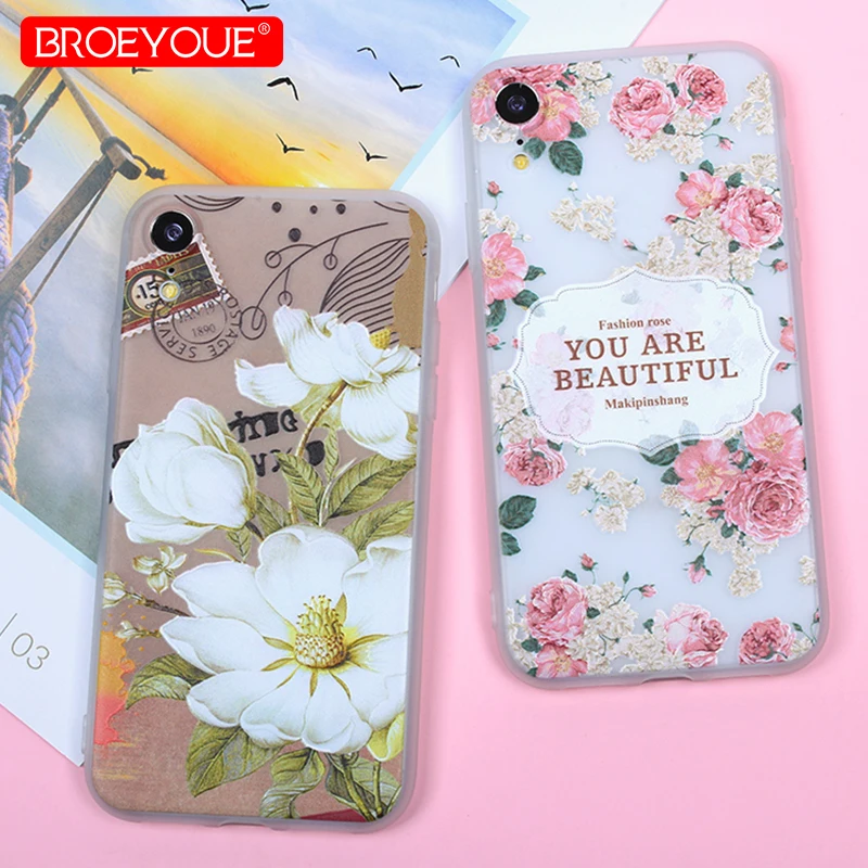 

For iPhone 8 Plus XS Max XR 6 6S 7 Plus 5 5S SE X Soft Silicone Luxury Cases 3D Relief Colorful Pattern Case Shockproof Cases