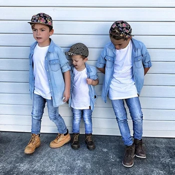 

2018 Baby Girls Boys Kids Gentleman Shirt Newborn Fashion Denim Coat Shirts Outwear Clothes