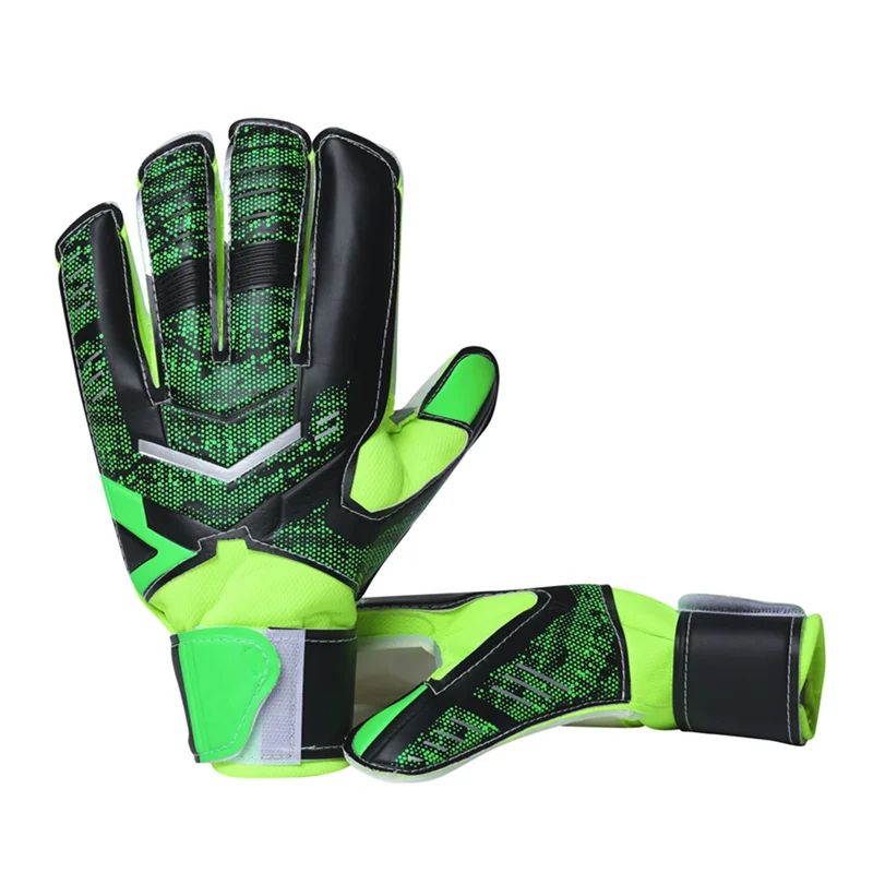 Профессиональные Футбольные футбольные вратарские перчатки, мягкие полностью латексные Нескользящие защитные Futbol Goal Keeper перчатки 5 пальцев Save Guard - Цвет: 002 green gloves