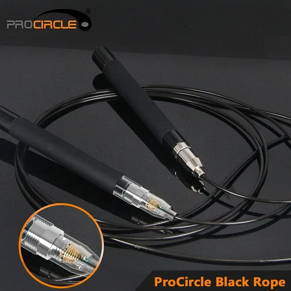 Самофиксирующаяся Скакалка Procircle для фитнеса, высокоскоростная Скакалка с подшипником, 3 м, регулируемые веревки с бесплатной сумкой для переноски - Цвет: Black