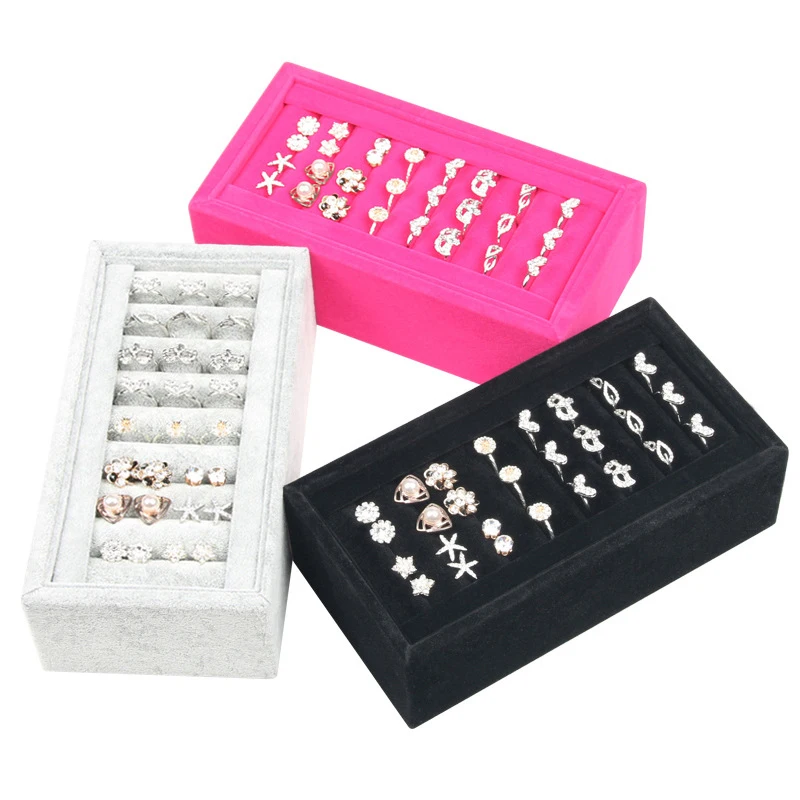  Velvet Ring Display Tray Bangle Display Holder Stand Jewelry Exhibit Tray For Store Show and Storag