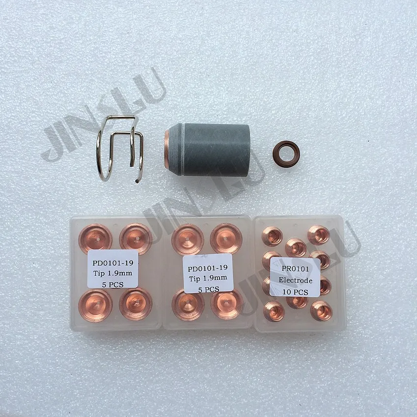 

Tip PD0101-19 Electrode PR0101 Swirl Ring PE0101 Nozzle PC0101 Spacer Springs For Trafimet Type A141 Plasma Torch Consumables