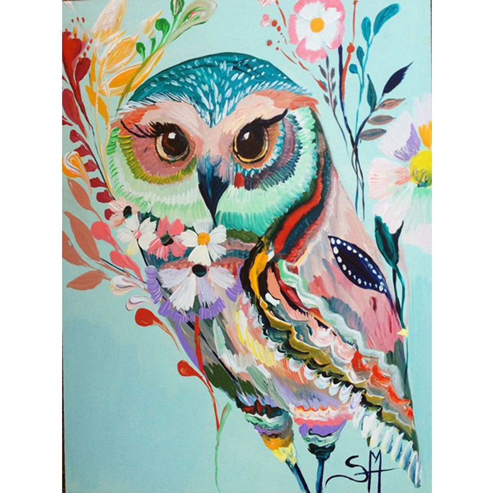 

5D New DIY Diamond Painting Colored Owl Cross Stitch Rhinestone Pasted Diamond Embroidery Square Drill Needlework F571