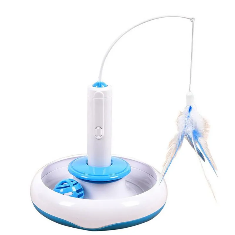 

3 in 1 Pet Cat Electric Toys Teaser Interactive Cats Toy Rotating Designed Funny Feather Detachable Toys For Pet Cats