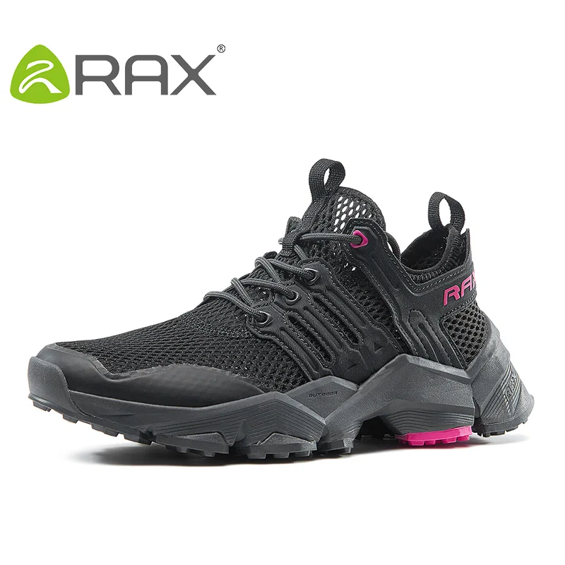 Rax Hiking Shoes Women Summer Big Size Breathable Ligjtweight Women Jogging Shoes Outdoor Sports Sneakers Female Antikid Shoes - Цвет: carbon black 388W