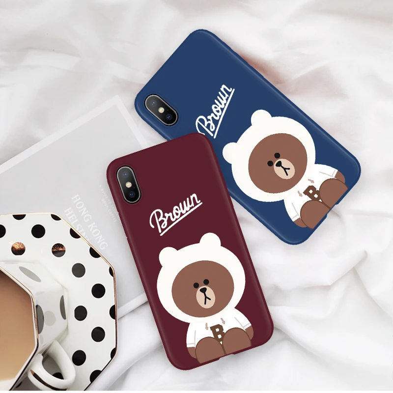 

Case FOR iphone XR X XS Max 10 Fundas Cartoon Brown Bear Cover For iphone 8Plus Soft TPU Silicone Case for iphone 6 6S 7 8 Plus