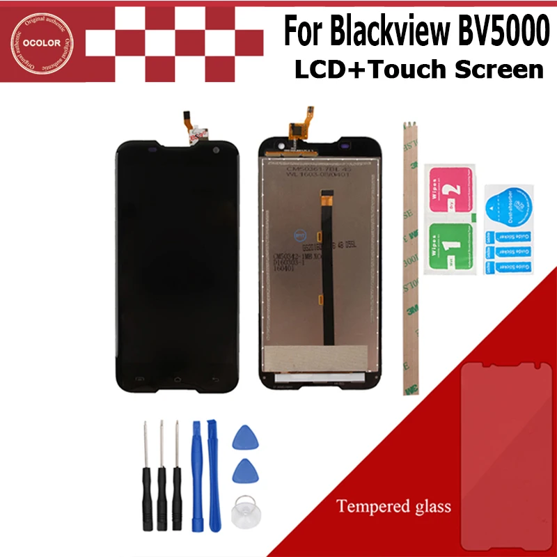 

ocolor Android Version 6.0 For Blackview BV5000 LCD Display+Touch Screen replacement parts For Blackview BV5000 with Tools +Film