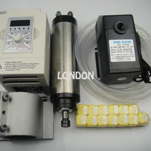 CNC Комплект шпинделя ER11 800 Вт шпиндель водяного охлаждения двигателя+ поддержка шпинделя+ 1.5KW Инвертор+ 1 водяной насос+ 1 водопровод+ ER11 Цанги