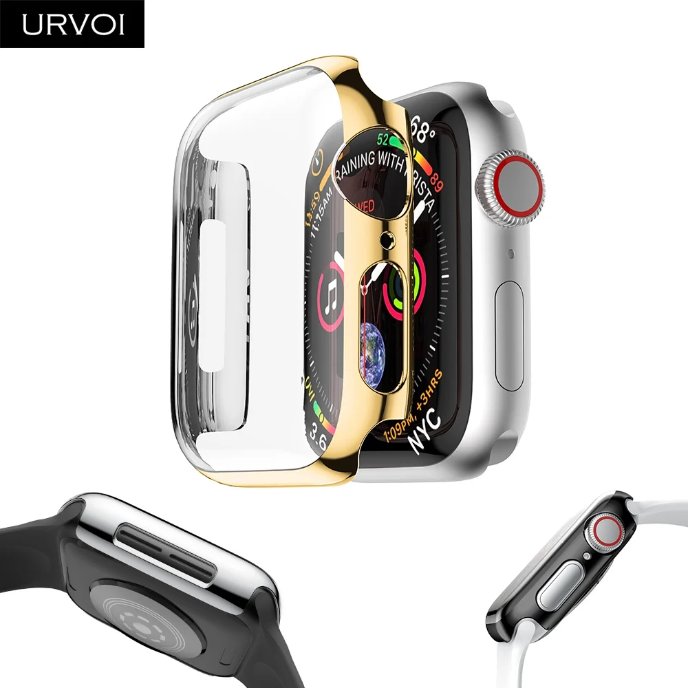 URVOI полное покрытие для Apple Watch series 5 4 3 2 пластиковый бампер жесткая Защита экрана