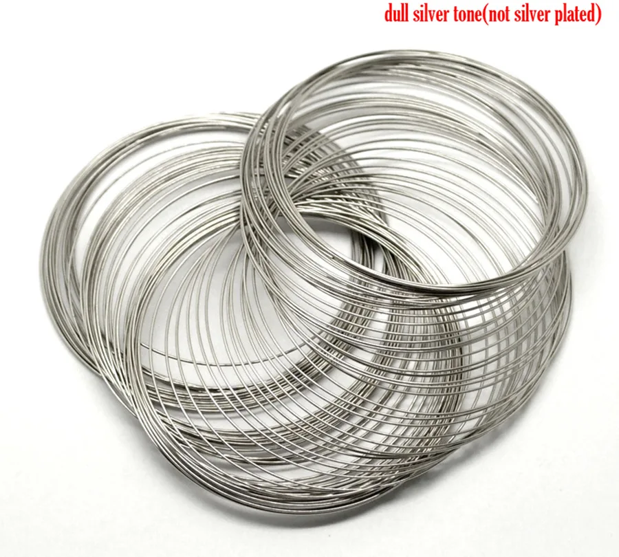Doreenbeads الصلب الذاكرة سلك الديكور أساور المكونات جولة الفضة لهجة ل diy مجوهرات جعل 7 سنتيمتر-7.5 سنتيمتر ديا ، 45 الحلقات