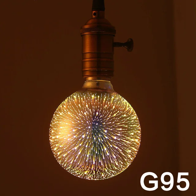 Премиум E27 4 Вт 3D фейерверк светильник бар вечерние Декор Светильник ing праздничный светильник s ST64 G80 G90 Алмазная Новинка Рождественская лампа - Испускаемый цвет: G95