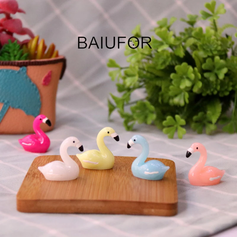 BAIUFOR миниатюрные милые карамельные цвета Лебедь фея сад животные DIY Террариум