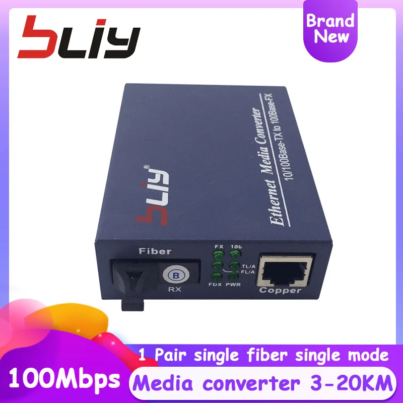 10/100Mbps Fiber Optical Communication Equipment Media Converter Fast Ethernet fiber optic transceivers 100Mbps SC port 20KM