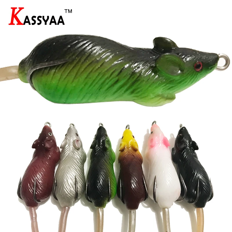 

KASSYAA 10.6g 6.5cm 3D Eyes Soft Mouse Top Water Fishing Lure Soft PVC Swimbaits For Bass Snakedhead Lure Fishing Baits KXY038