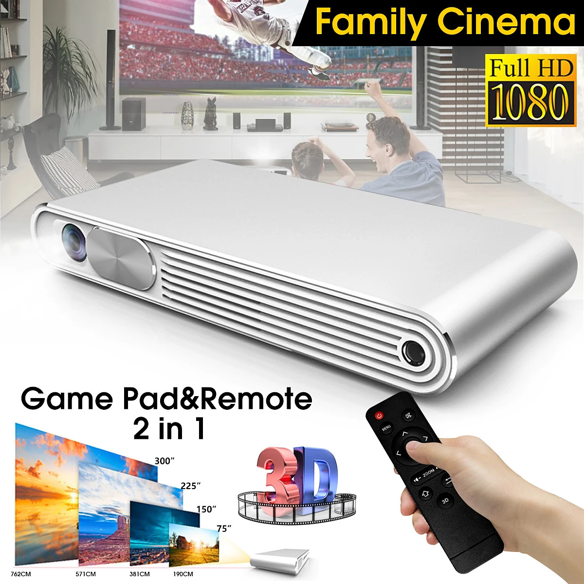 K2 Wifi 1080P HD 3D Mini Portable 300 Ansi Lumens DLP Multimedia Projector With Remote Control