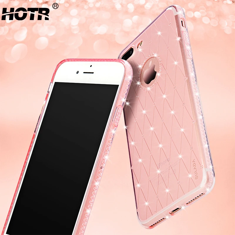 Hotr Стразы Алмазный чехол для iphone 8 plus 7 прозрачный гибкий мягкий полиуретановый 6 6s
