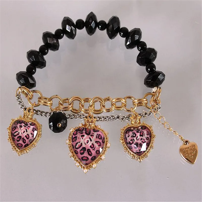 XQ с бесплатной доставкой модные ювелирные изделия BJ леопард сердце Имитация жемчуга золотой женский браслет эластичная линия