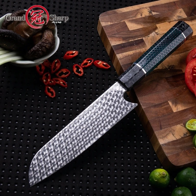 Нож santoku ручной работы, кухонные ножи из дамасской стали, острый кованый нож для приготовления пищи, качественные японские кухонные ножи